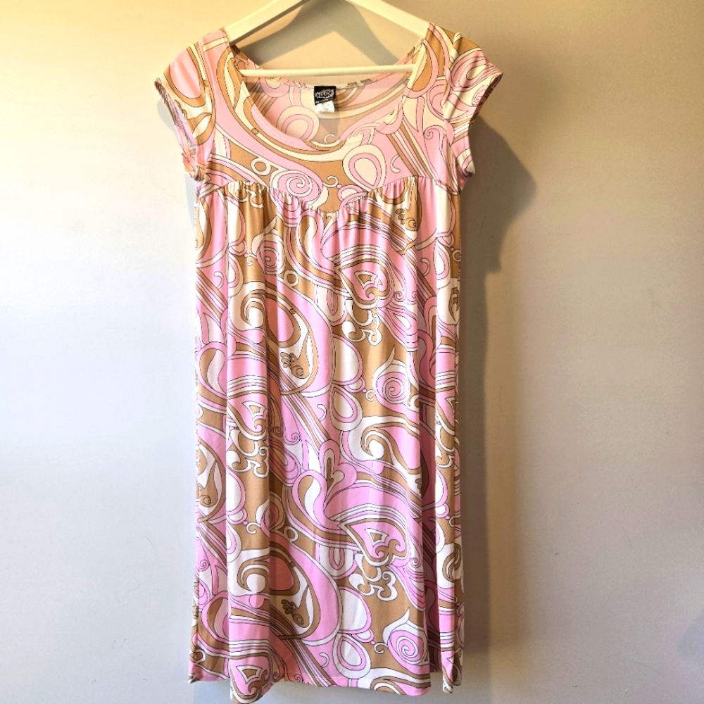 THX Collection Women's Retro Print Babydoll Dress Small